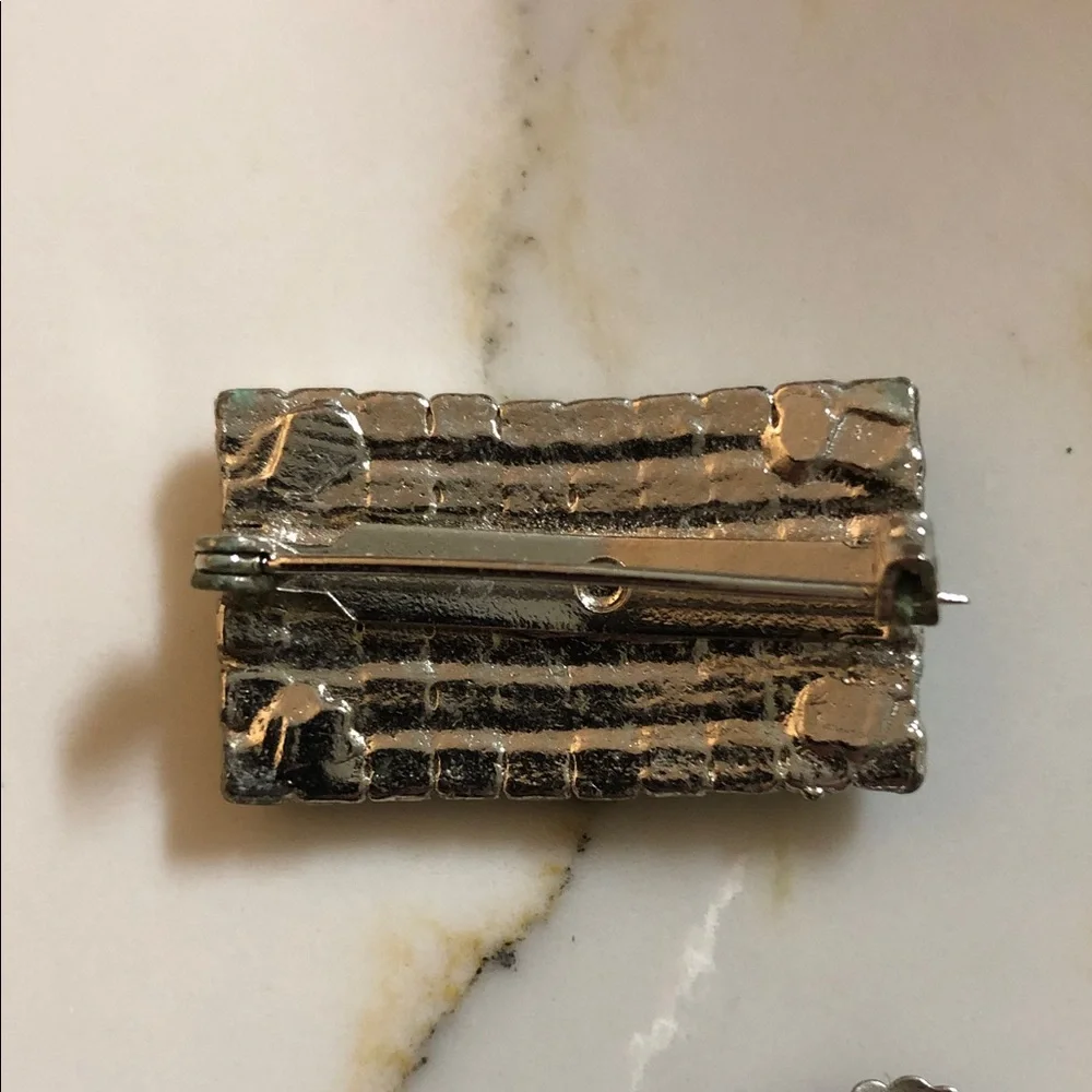 Gold Leaf and Crystal, and Sterling Silver Pin Brooches Women’s 3-piece Set